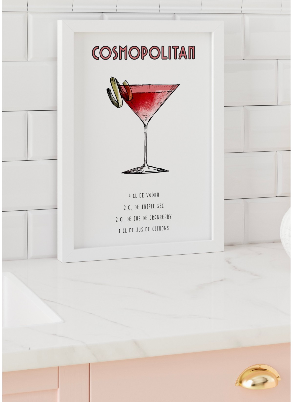 Affiche Cocktail Cosmopolitan, Affiches Cuisine à offrir | L’Afficherie