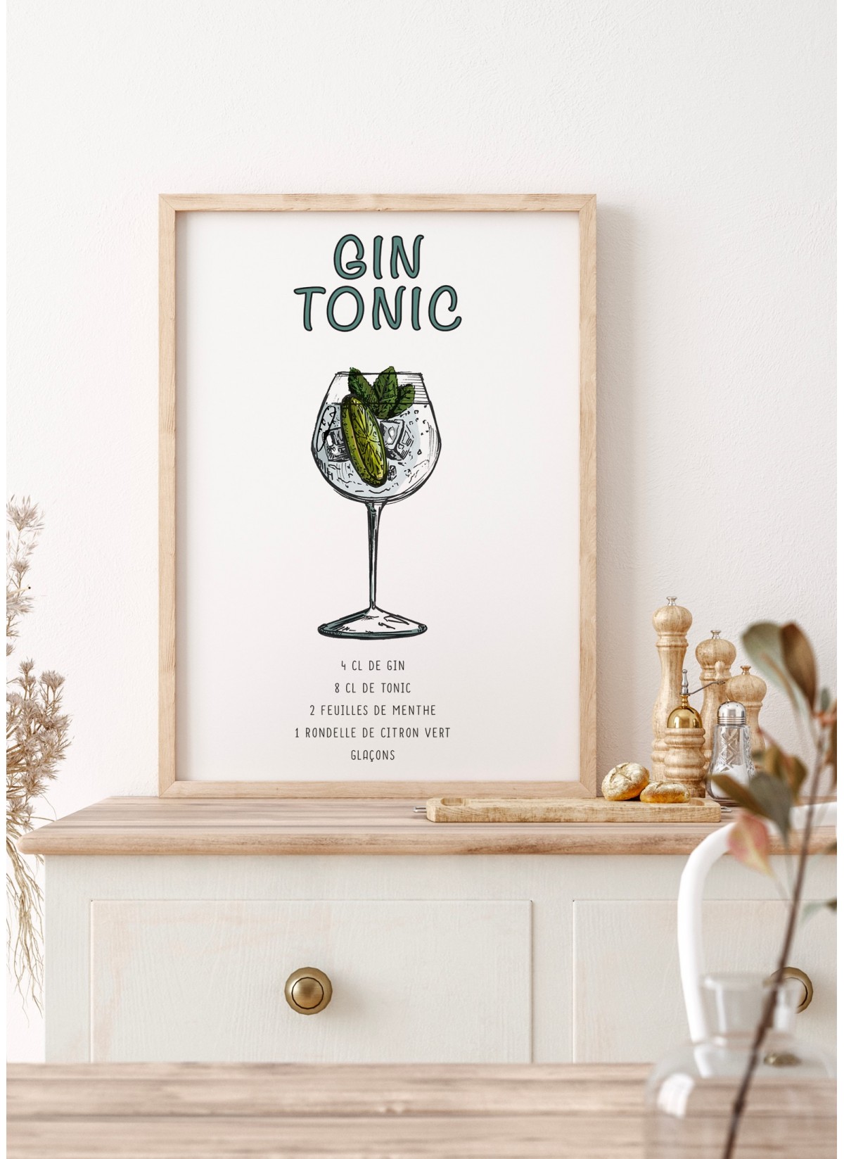 Affiche Cocktail Gin Tonic, Affiches Cuisine à offrir | L’Afficherie