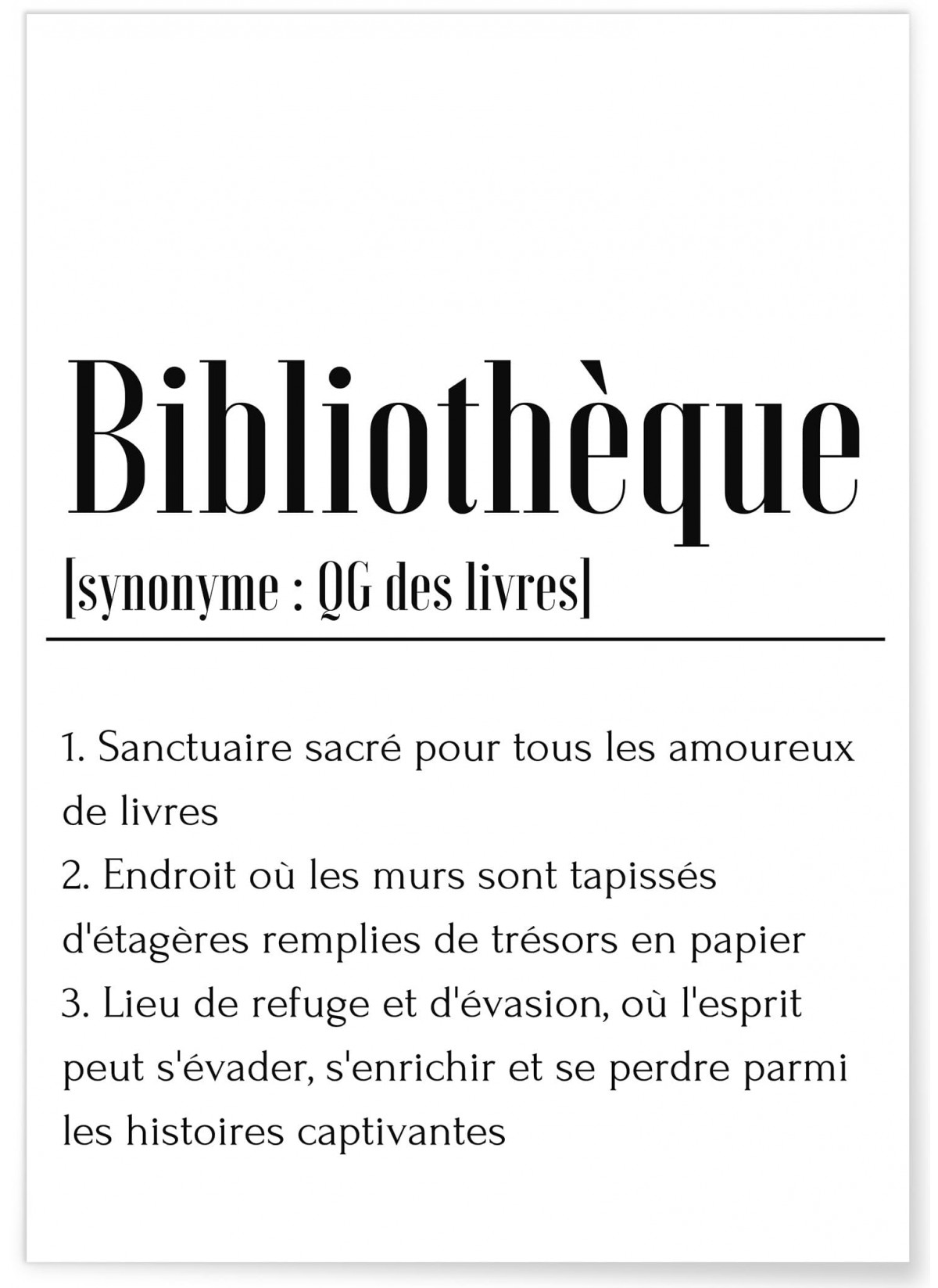 Affiche Définition Bibliothèque