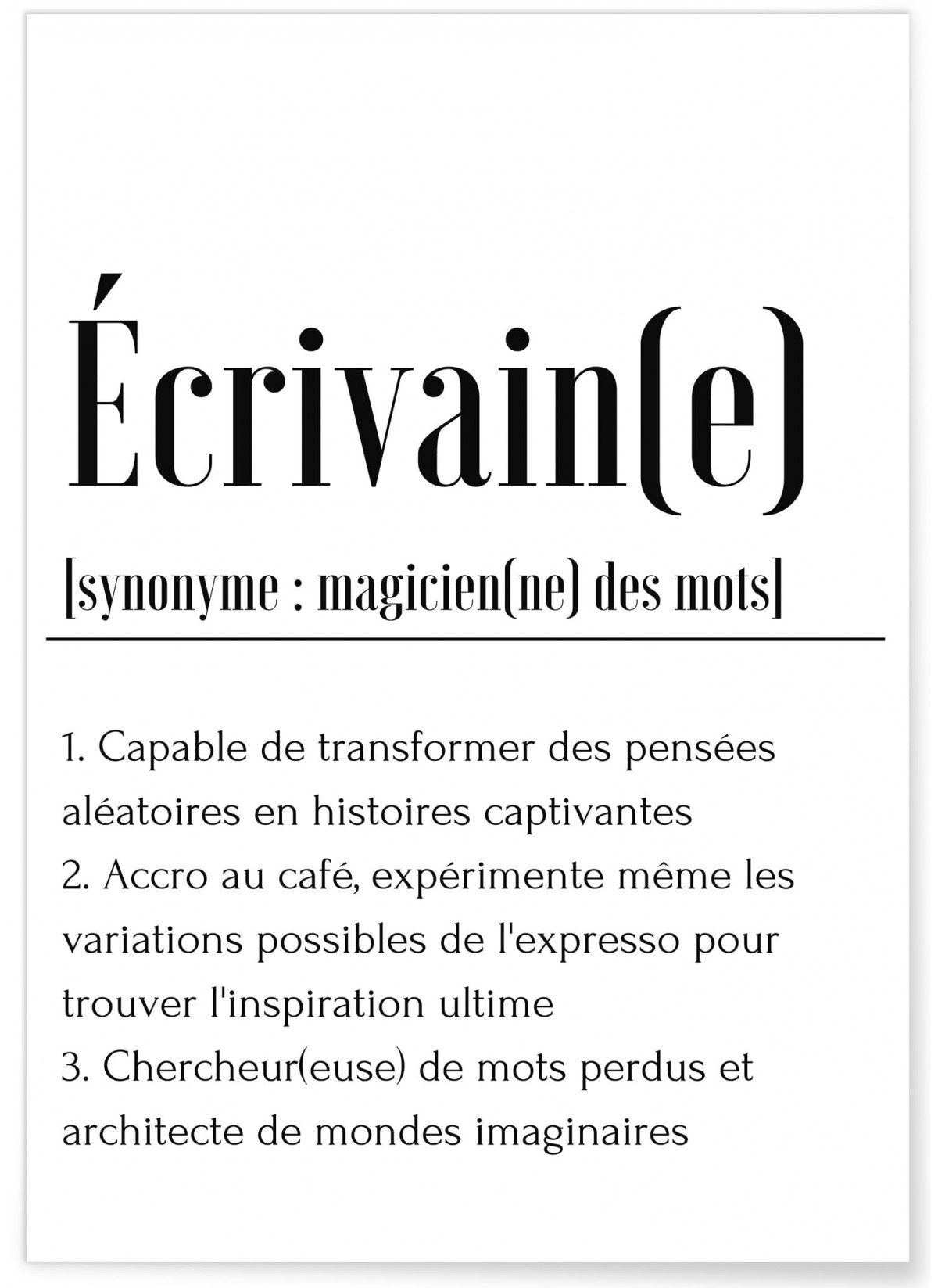 Affiche Définition Écrivain(e)