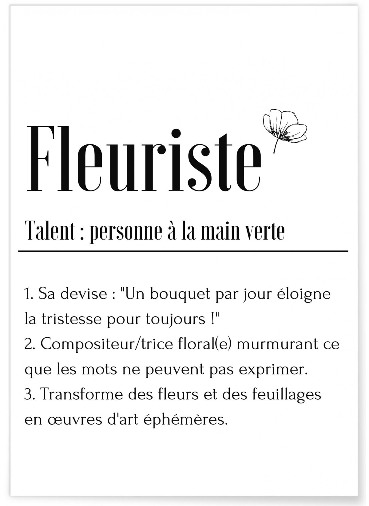 Affiche Définition Fleuriste