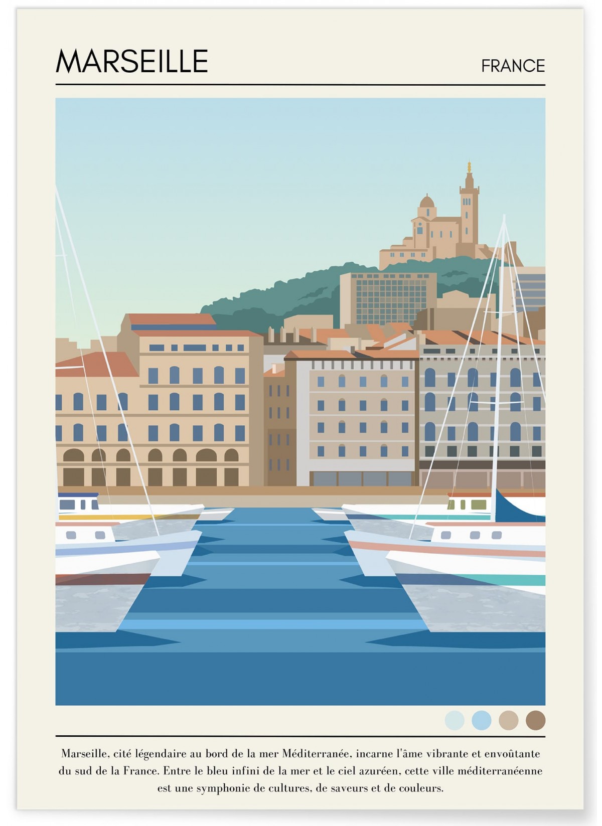 Affiche ville Marseille Vintage