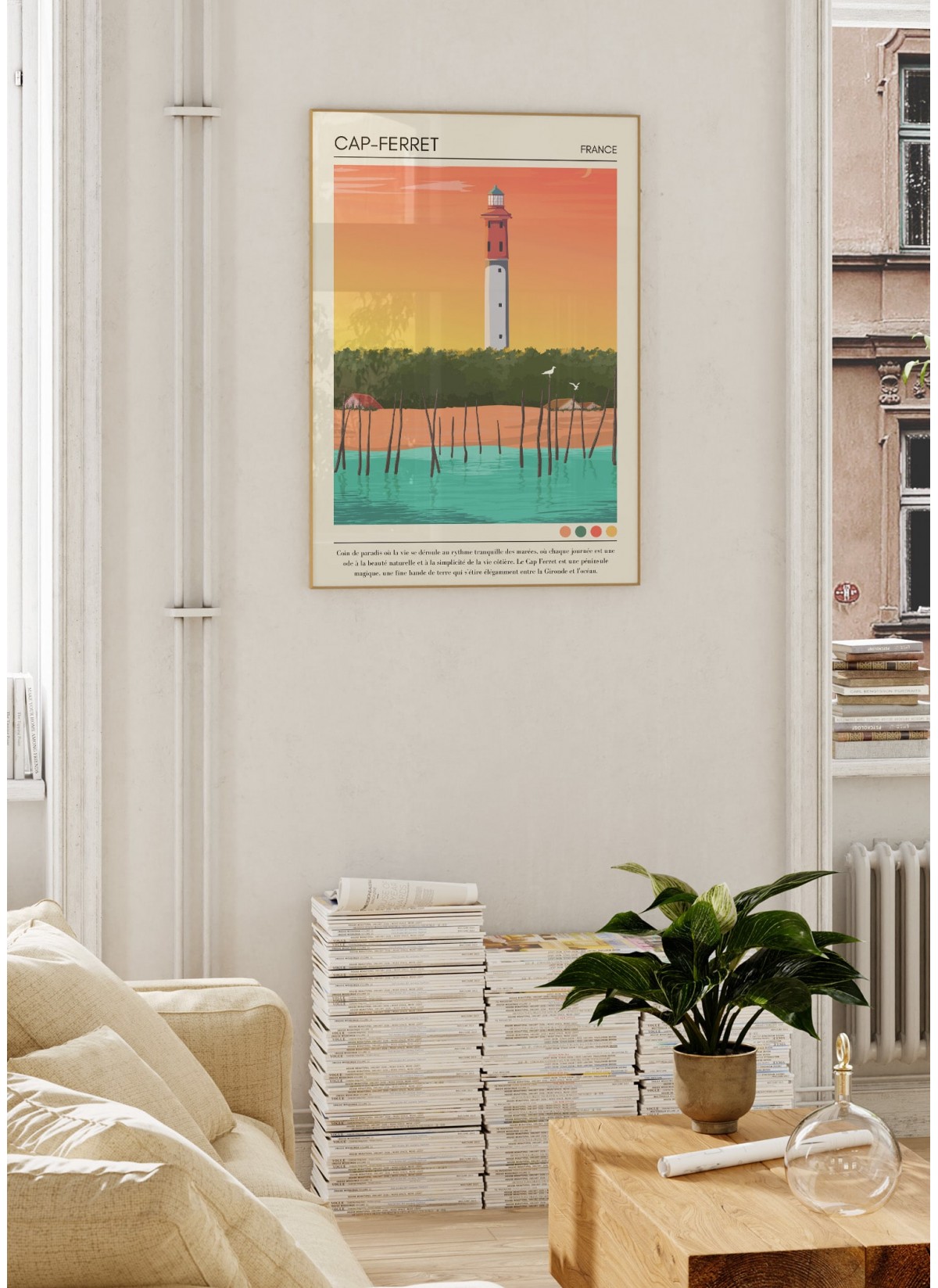 Affiche ville Cap-Ferret Vintage