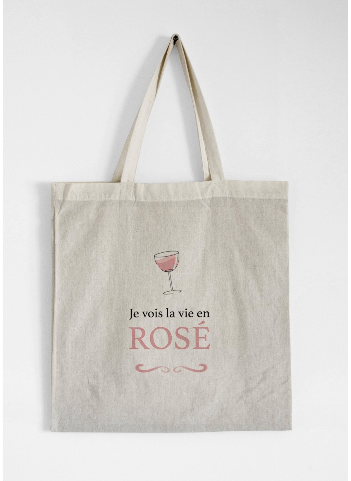 Tote Bag Je vois la vie en rosé