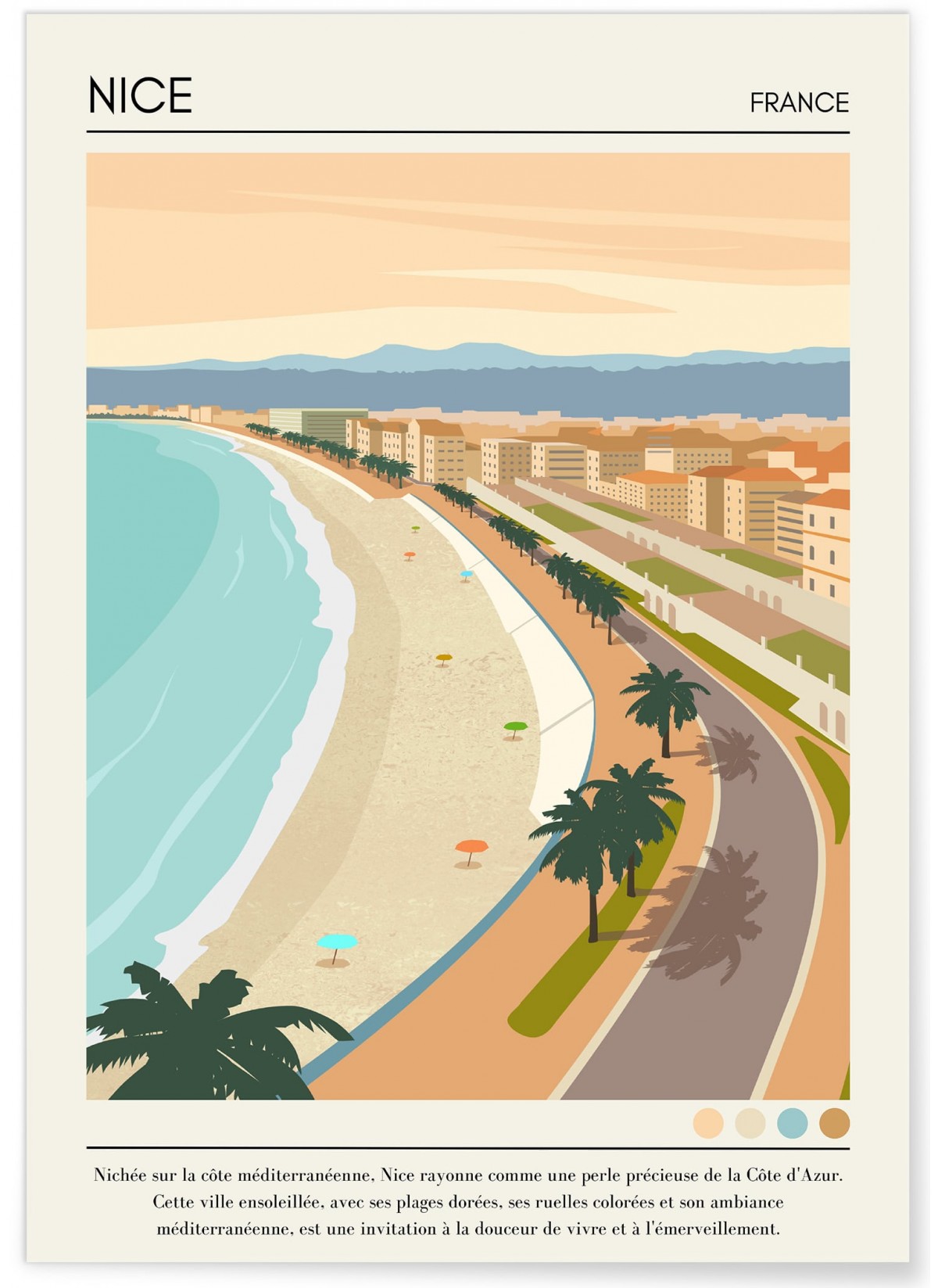 Affiche ville Nice Vintage