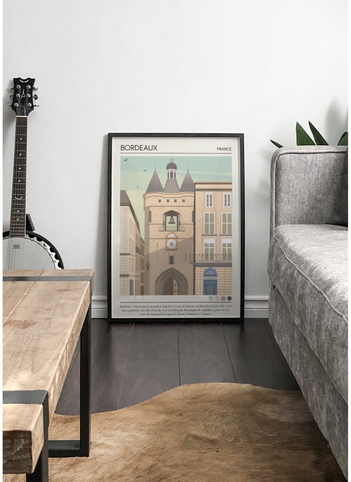 Affiche ville Bordeaux Vintage