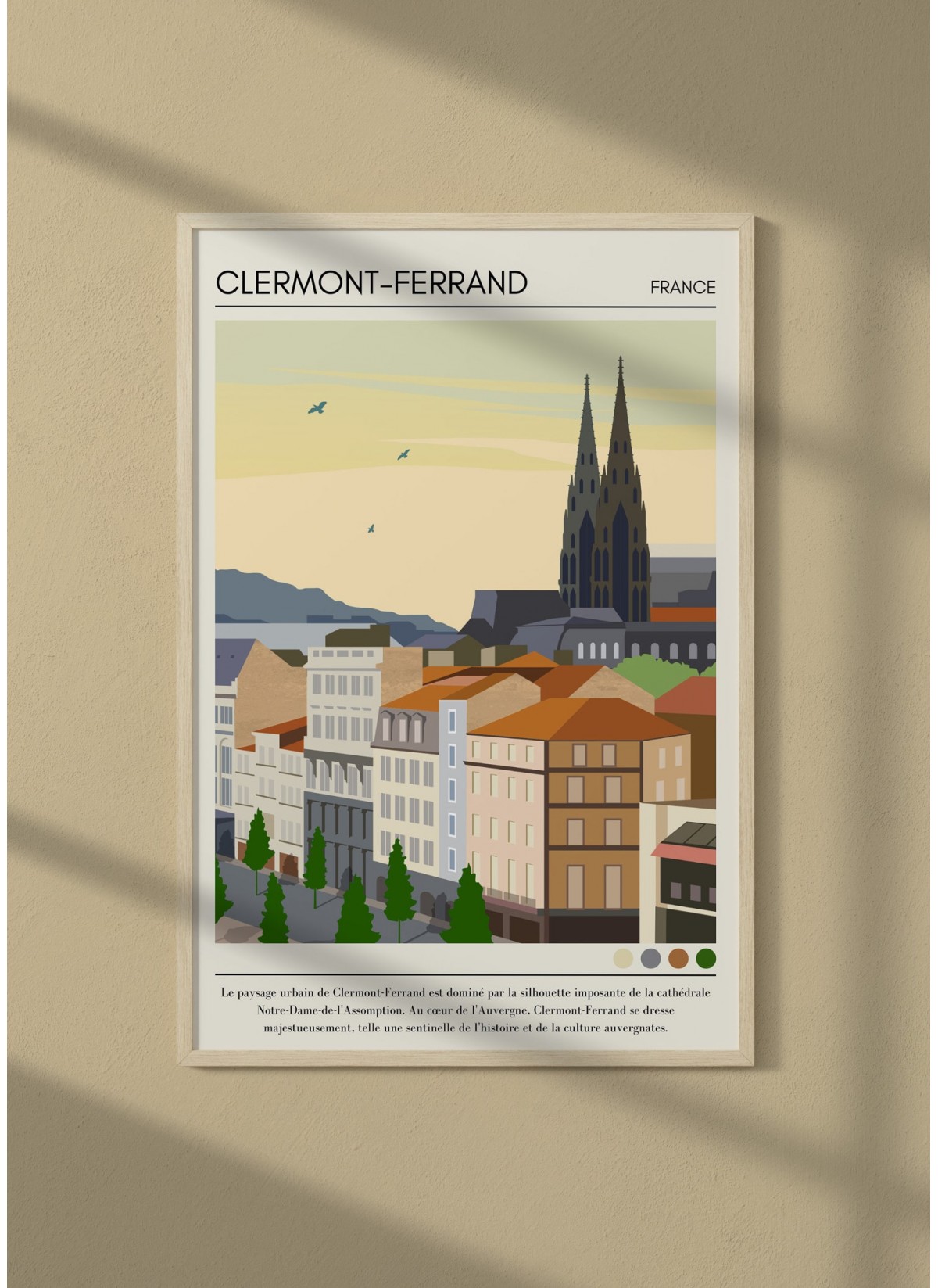 Affiche ville Clermont-Ferrand Vintage