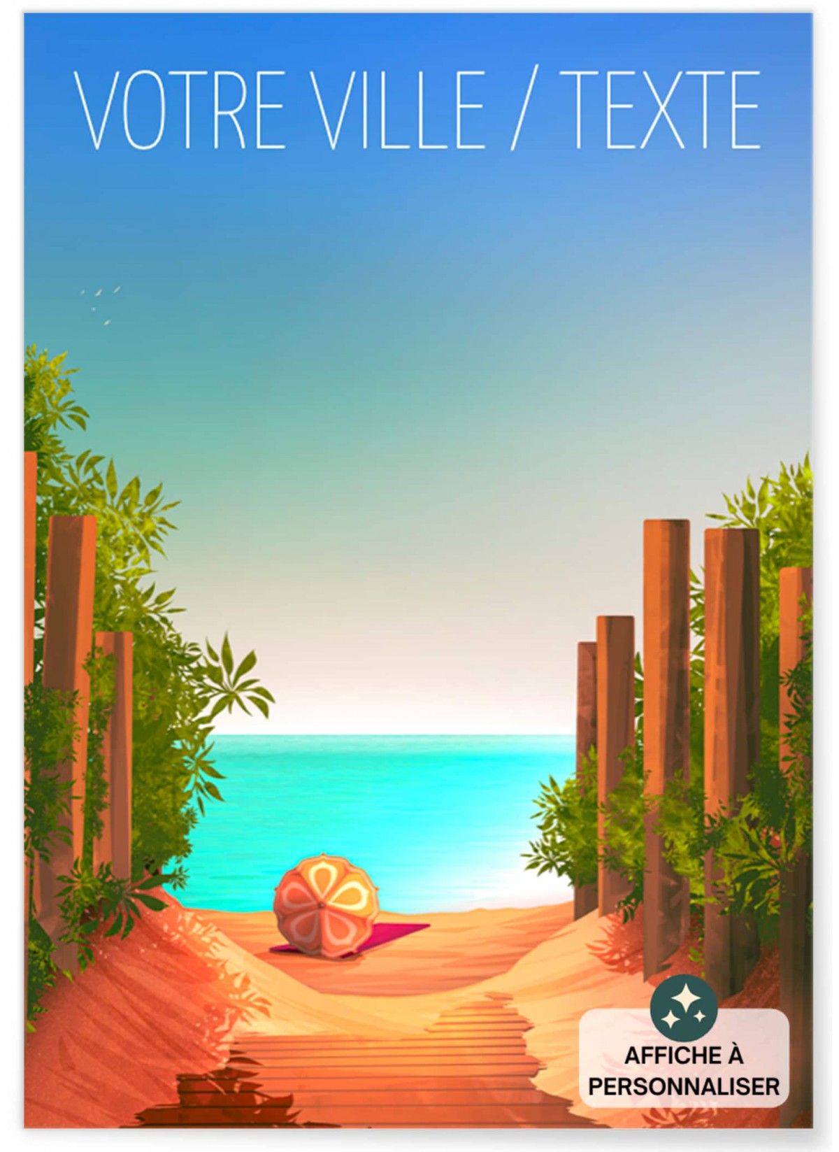 affiche personnalisée plage, impression affiche |  L’Afficherie