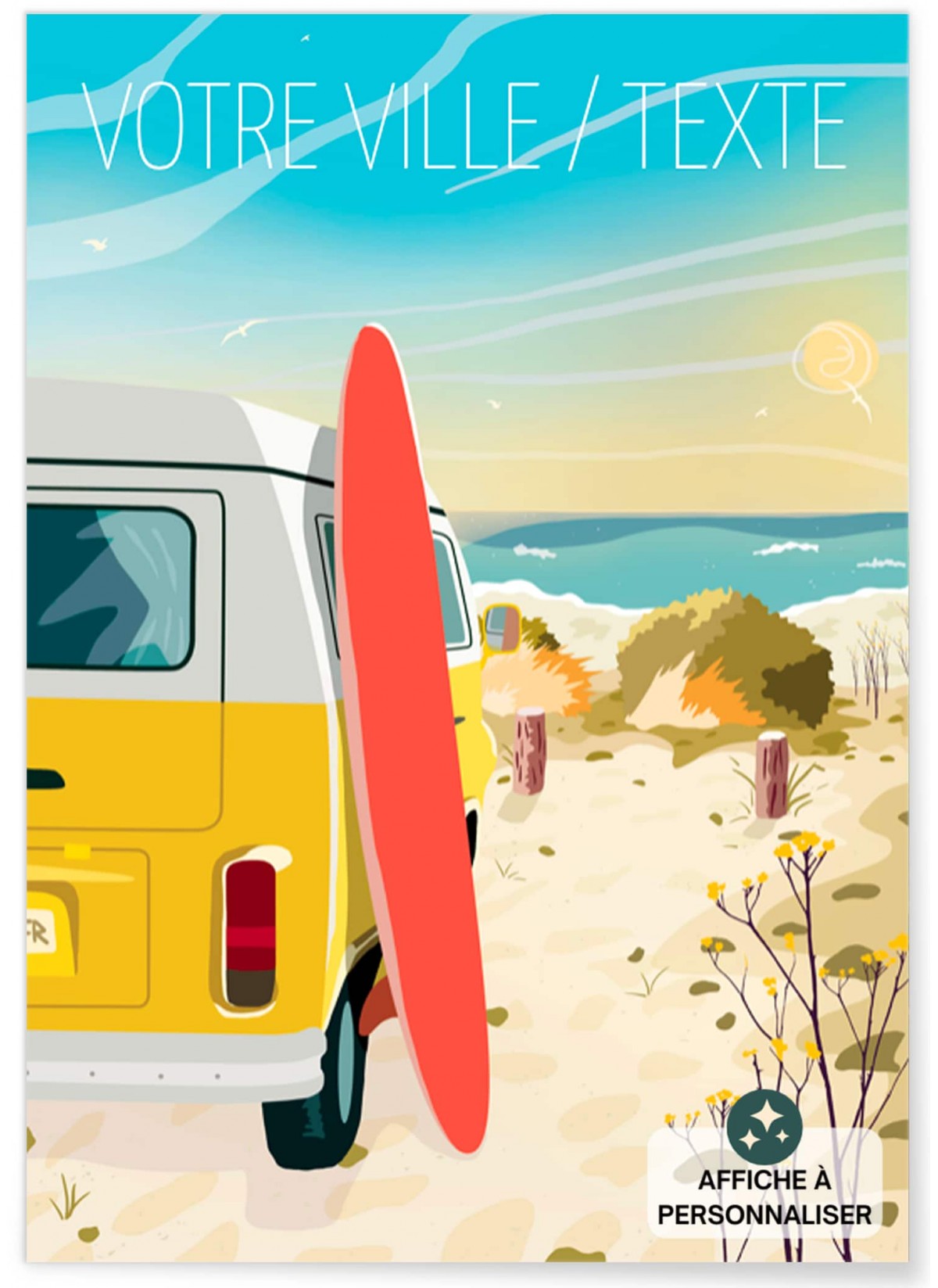 Poster personnalisé plage, décoration murale|  L’Afficherie