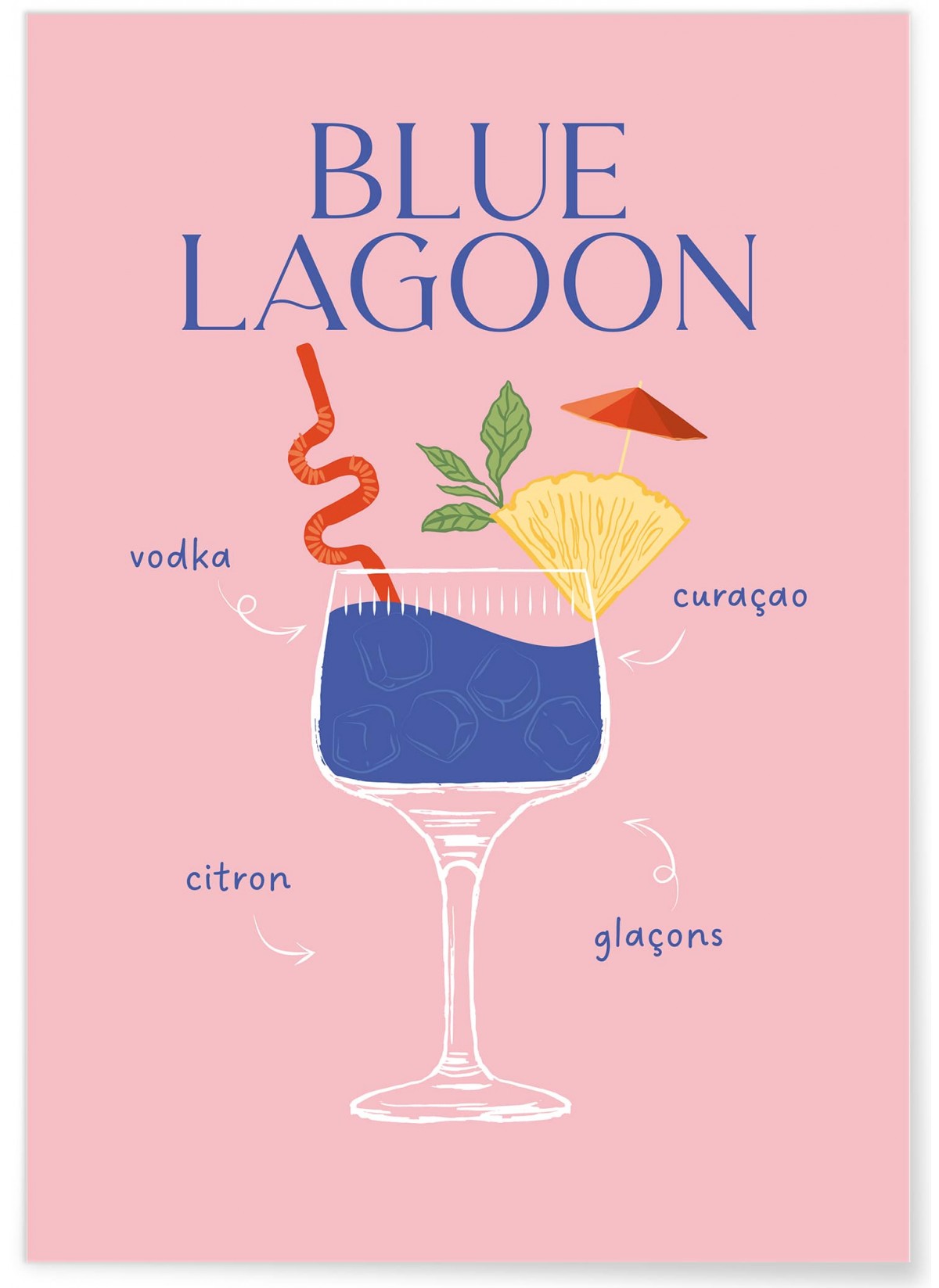 Affiche Cocktail Blue Lagoon 2