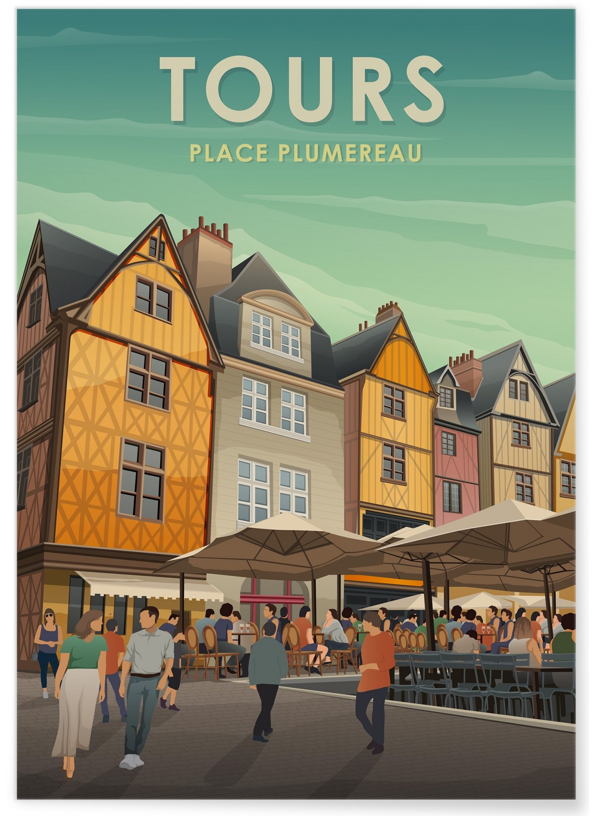 Affiche ville Tours - Place Plumereau 2