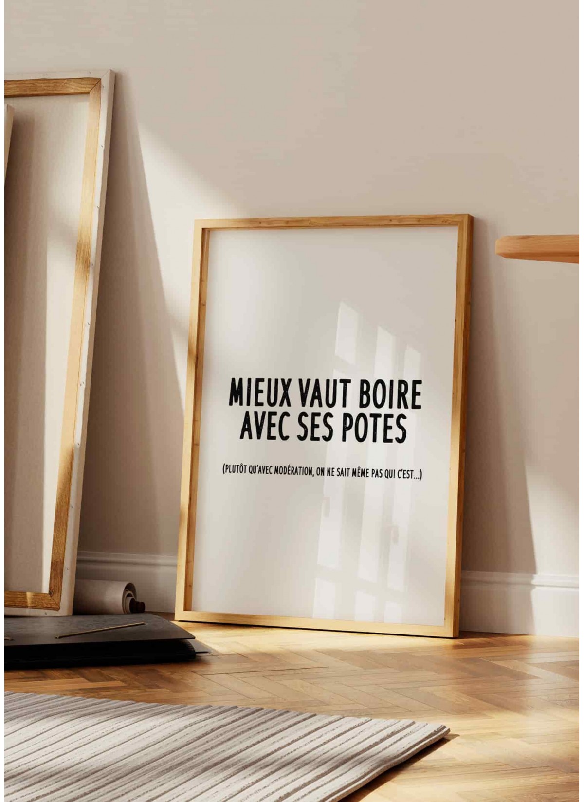 "Mieux vaut boire avec ses potes", affiche Humour |  L’Afficherie
