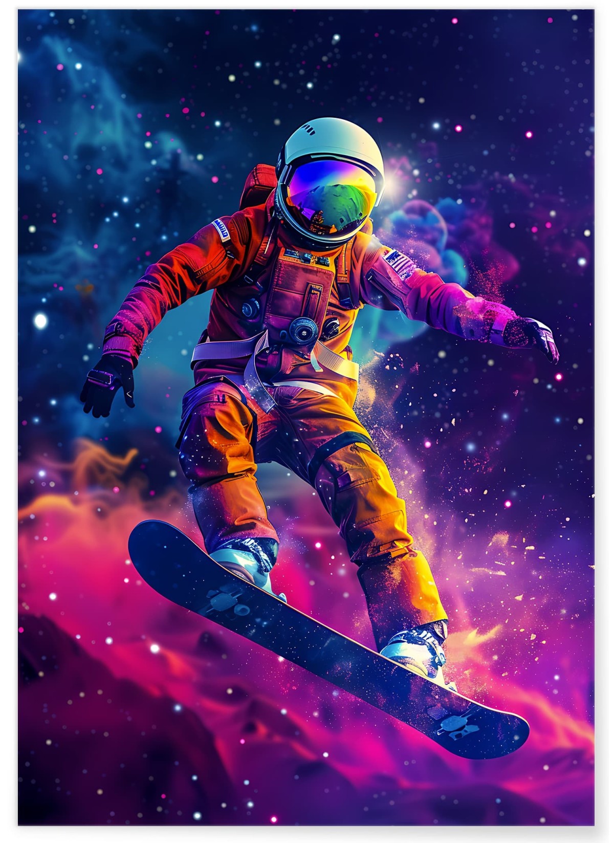 Affiche Astronaute en Snowboard Cosmique
