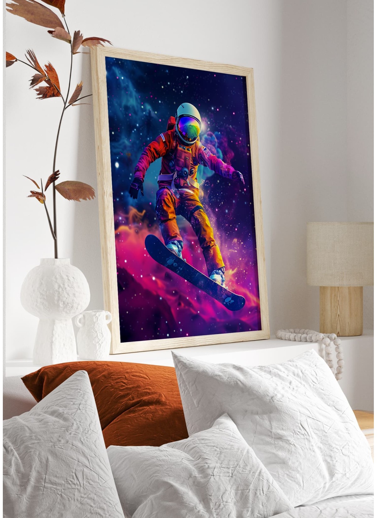 Affiche Astronaute en Snowboard Cosmique