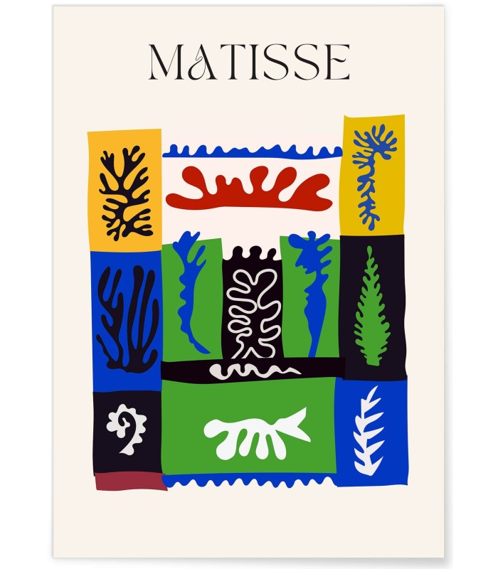 Affiche Matisse "Composition Abstraite" – Bleu, rouge et noir