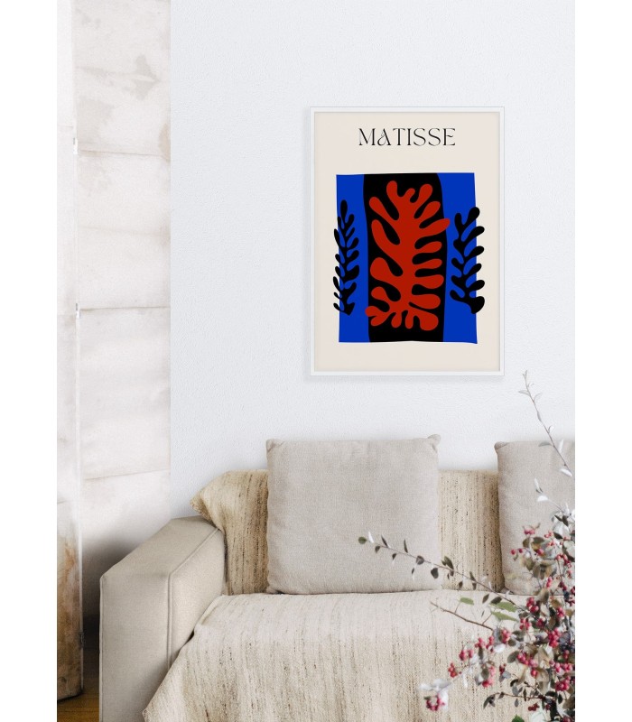 Affiche Matisse "Feuillage Abstrait" – Bleu, rouge et noir