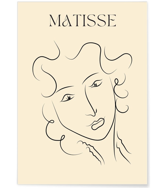 Affiche Matisse "Femme Abstraite" – Visage en trait continu