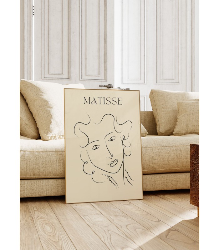 Affiche Matisse "Femme Abstraite" – Visage en trait continu