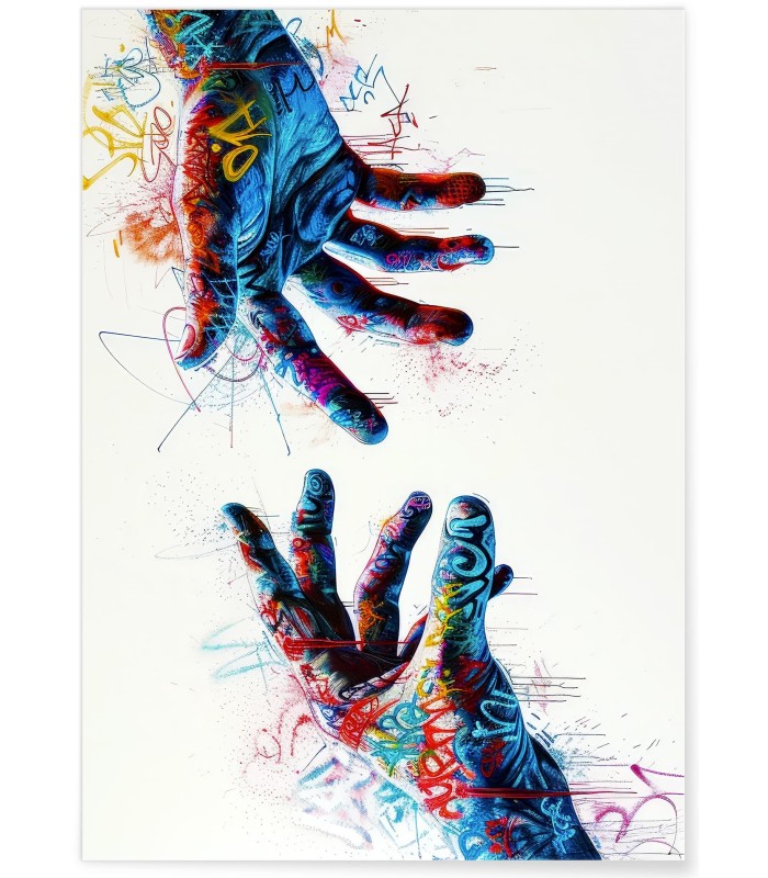 Affiche Mains Graffiti Pop Art