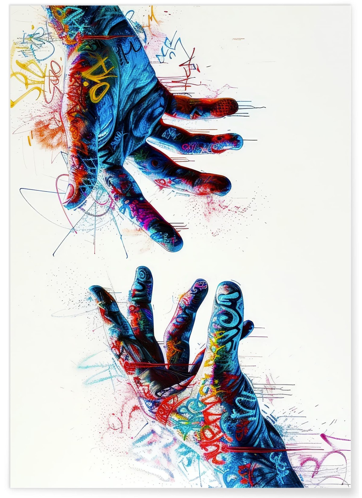 Affiche Mains Graffiti Pop Art