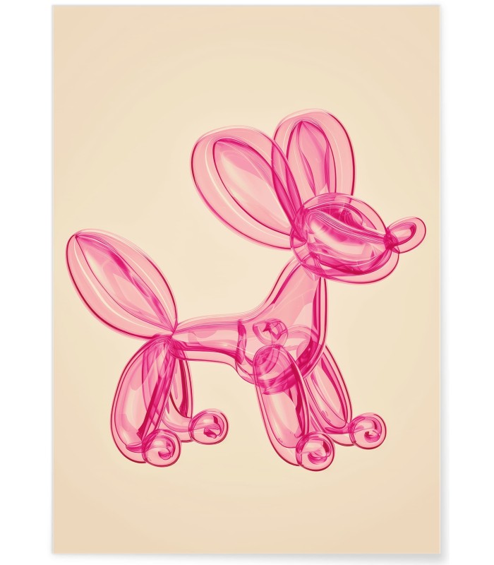 Affiche Ballon Chien Rose
