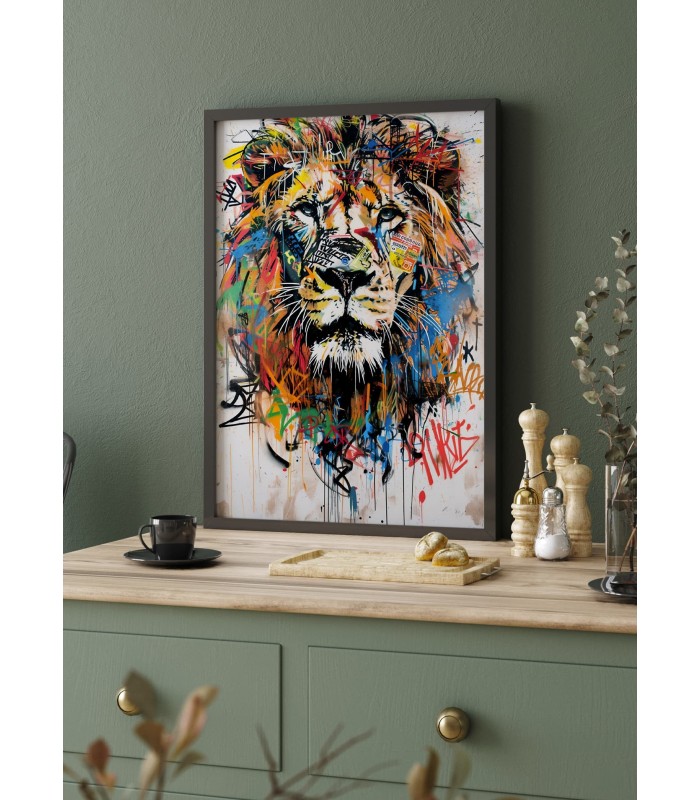 Affiche Lion Graffiti Pop Art
