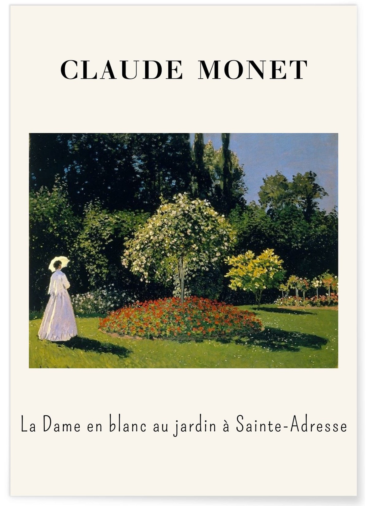Affiche Claude Monet - La Dame en blanc au jardin à Sainte-Adresse