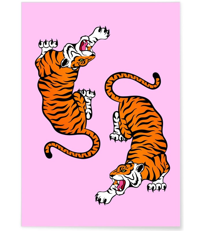 Affiche 2 Tigres Pop Art