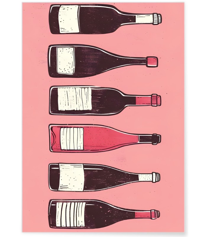 Affiche Illustrations bouteilles vin