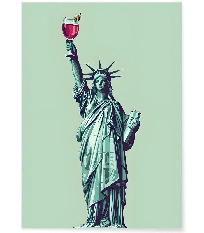 Affiche Statue liberté & vin
