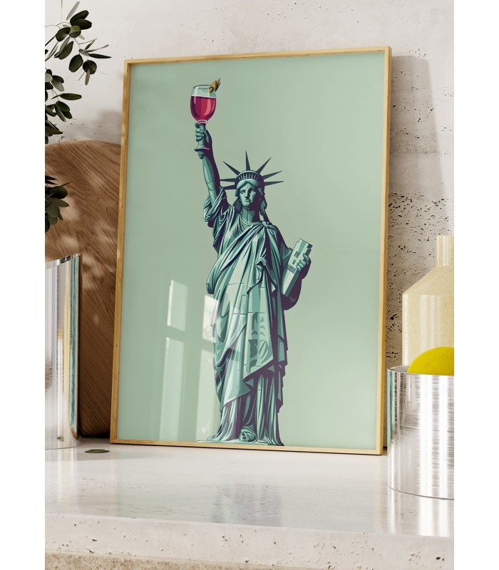 Affiche Statue liberté & vin