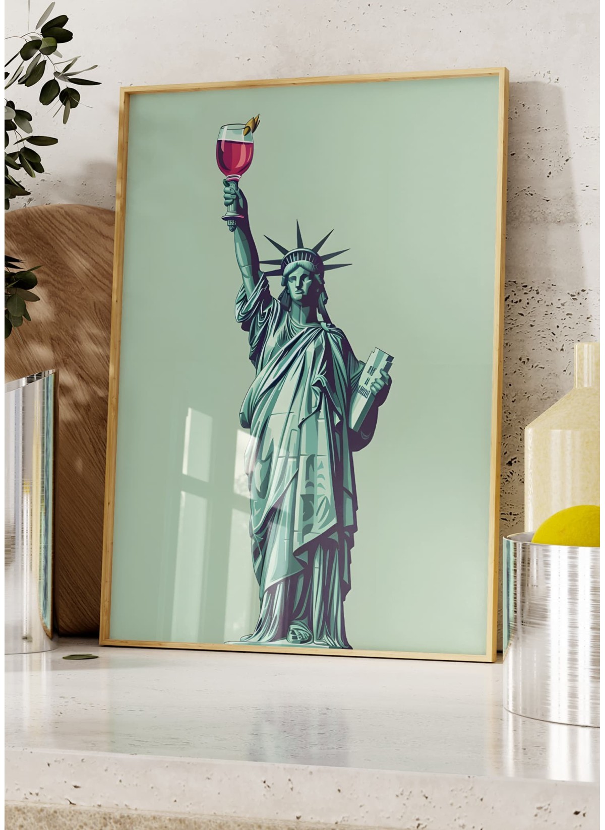 Affiche Statue liberté & vin
