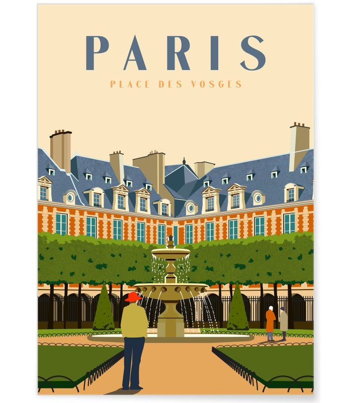 Affiche ville Paris - Place des Vosges