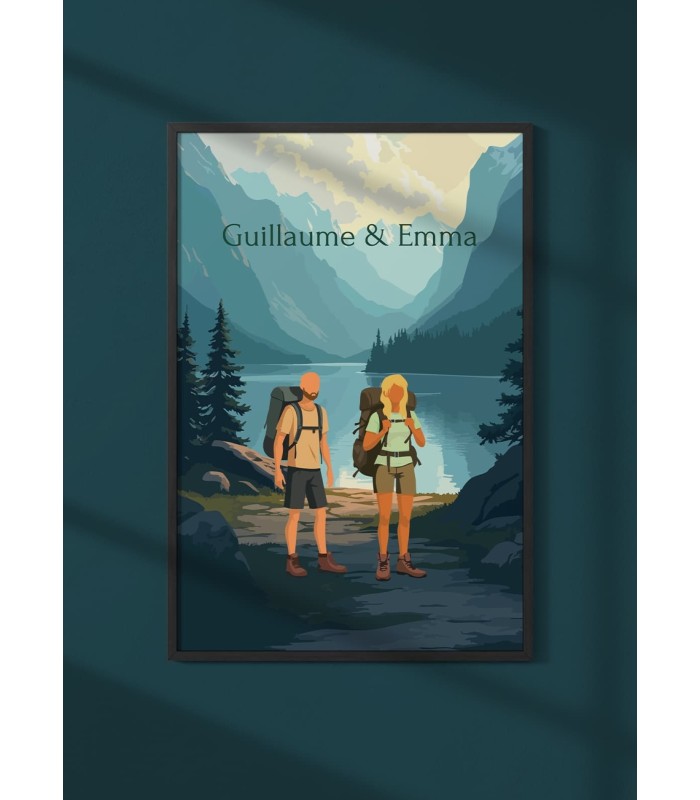 Affiche rando en couple à personnaliser