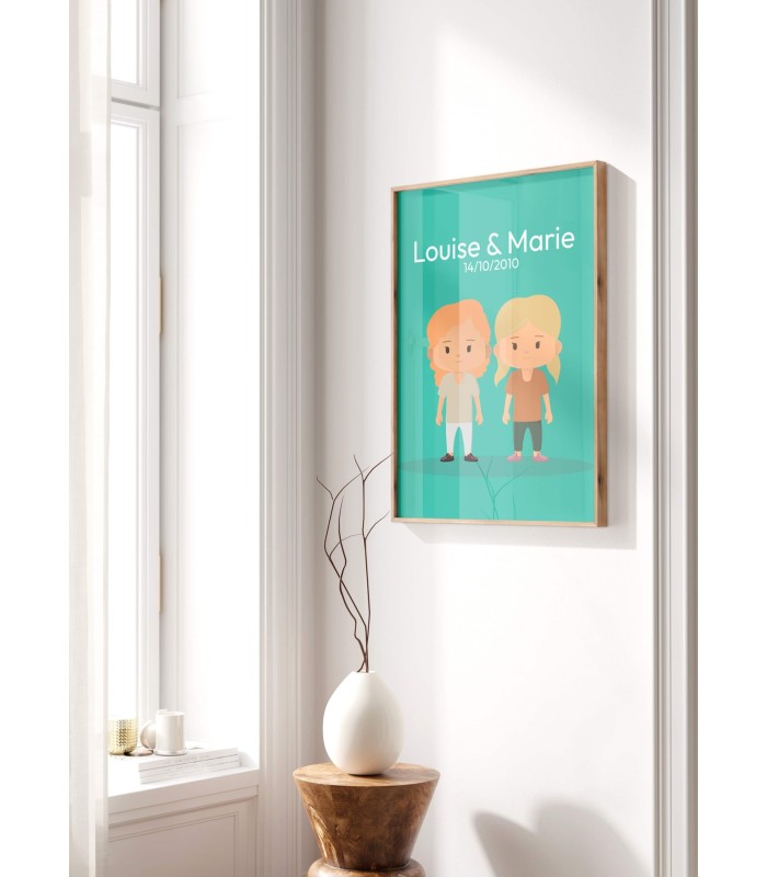 Affiche couple Cartoon personnalisée