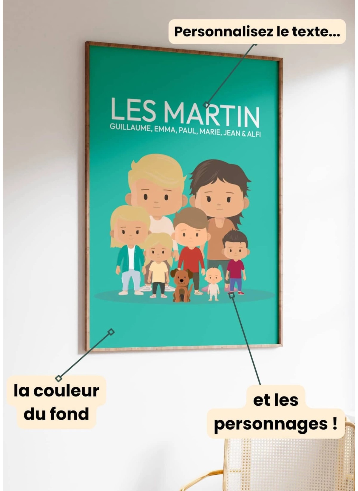 Affiche couple personnalisée style cartoon | Cadeau Saint-Valentin original