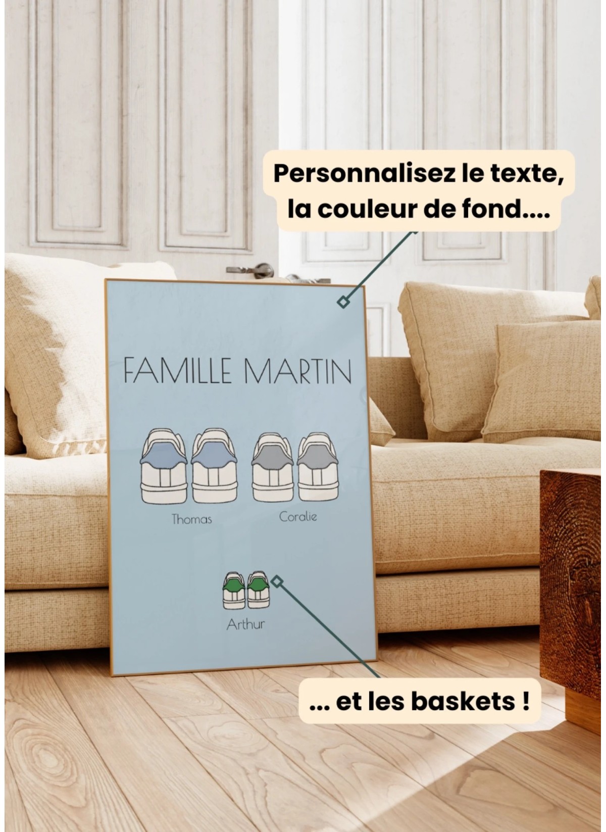 Affiche couple personnalisée baskets | Cadeau original Saint-Valentin ou anniversaire