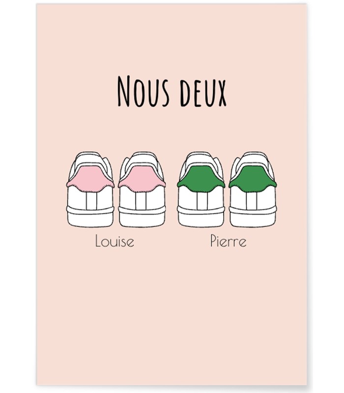 Affiche couple personnalisée baskets | Cadeau original Saint-Valentin ou anniversaire