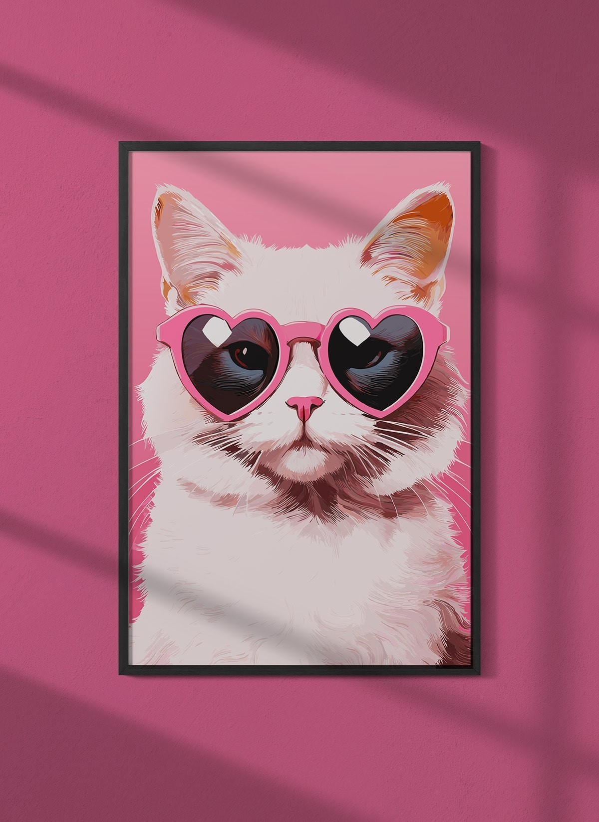 Affiche Chat lunettes coeur