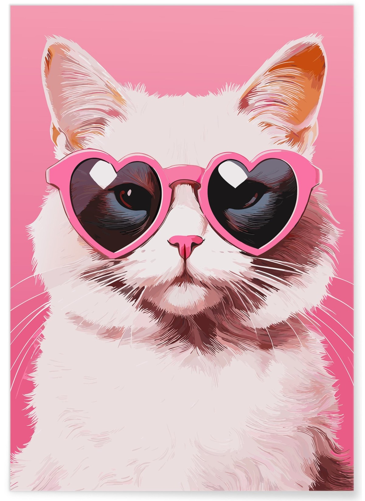 Affiche Chat lunettes coeur