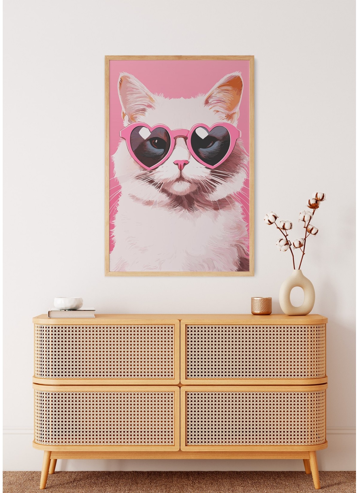 Affiche Chat lunettes coeur