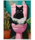 Affiche Chat noir toilettes