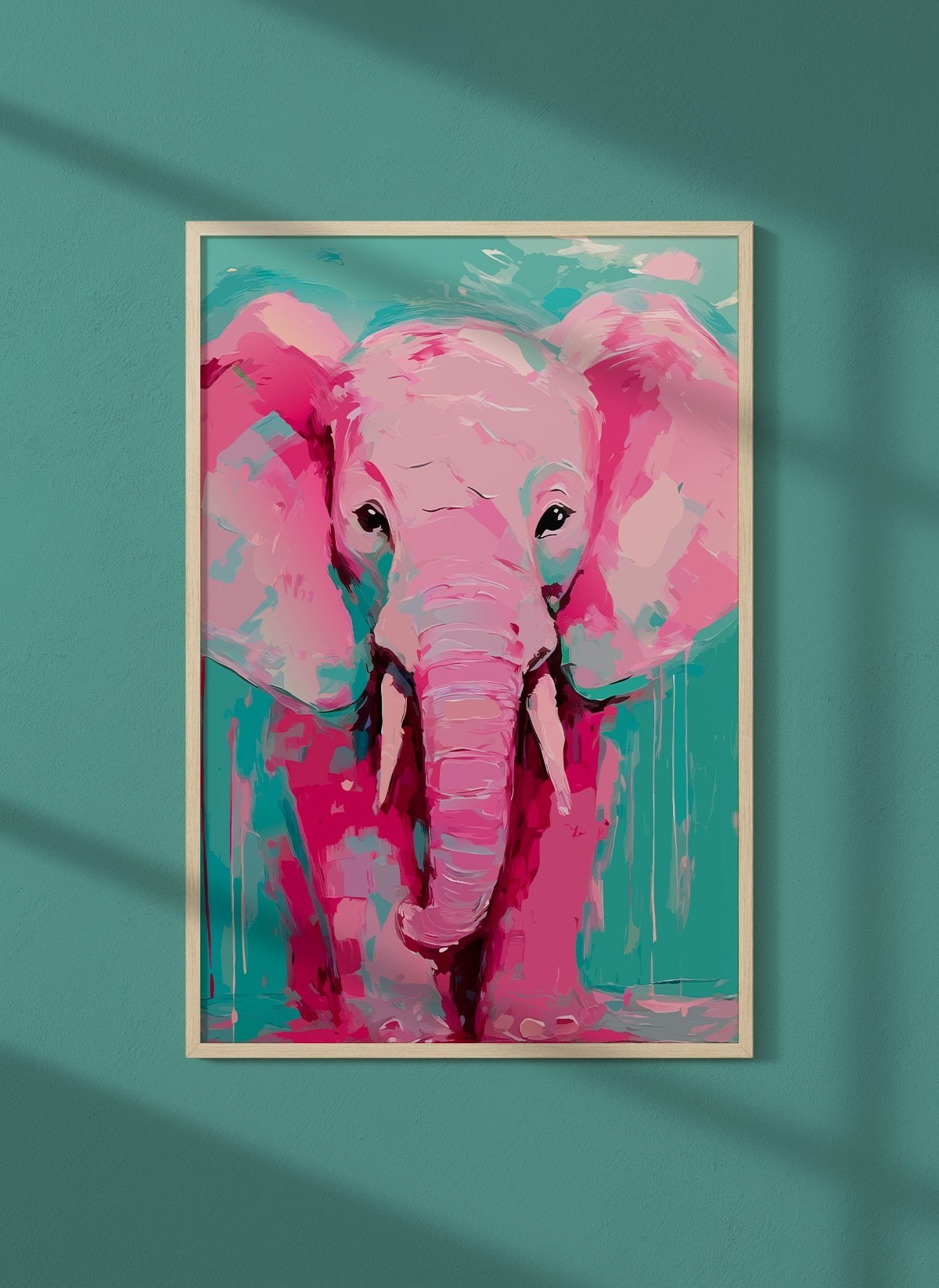 Affiche Éléphant rose pop