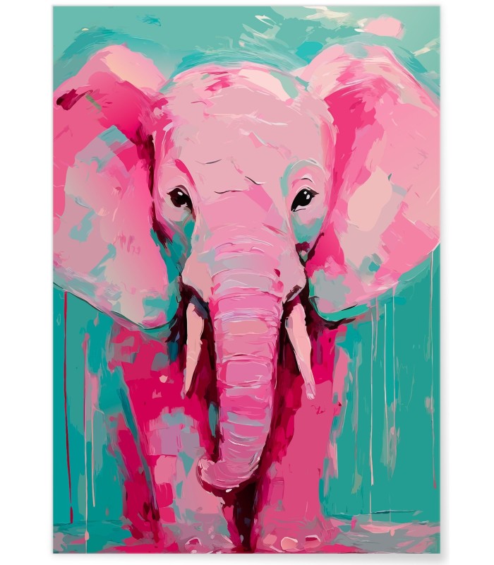 Affiche Éléphant rose pop