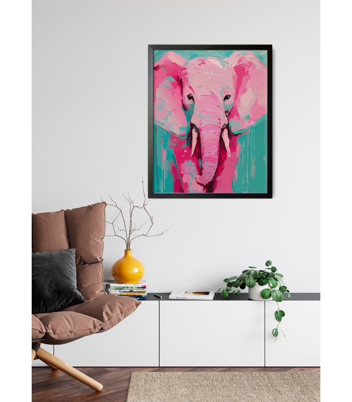 Affiche Éléphant rose pop