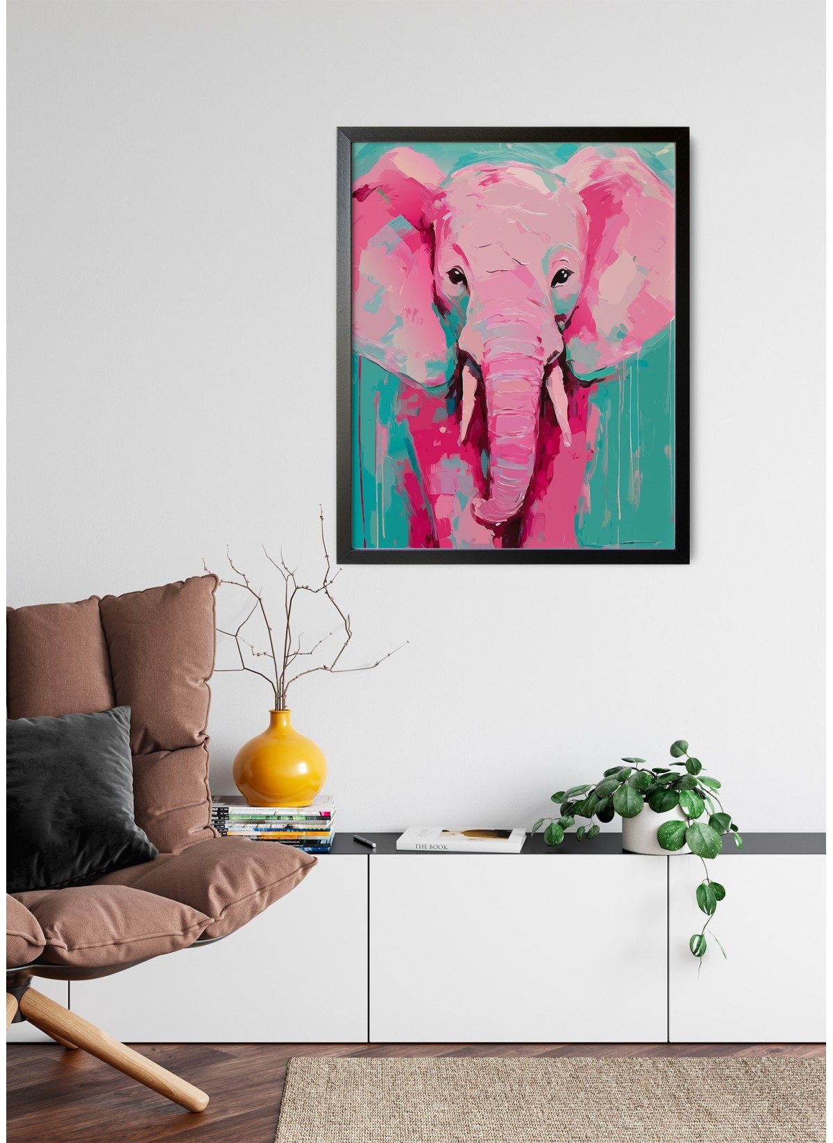 Affiche Éléphant rose pop