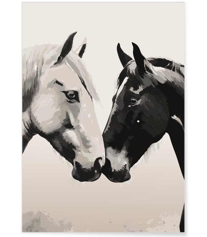 Affiche Chevaux tendres museaux