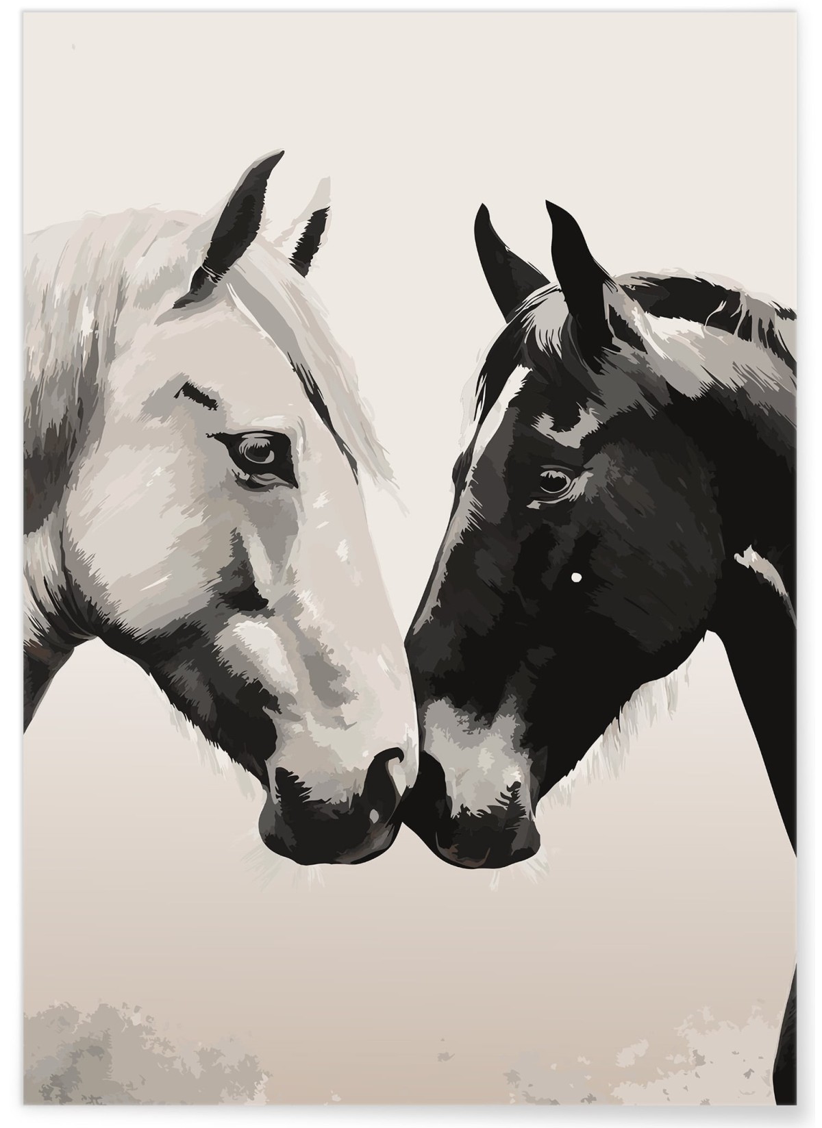 Affiche Chevaux tendres museaux