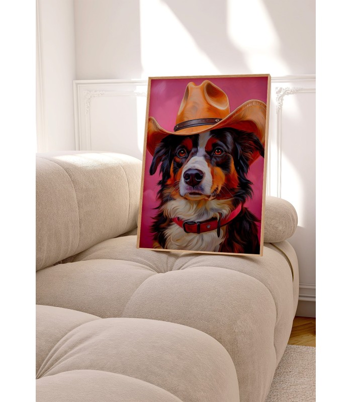 Affiche Chien cowboy pop art