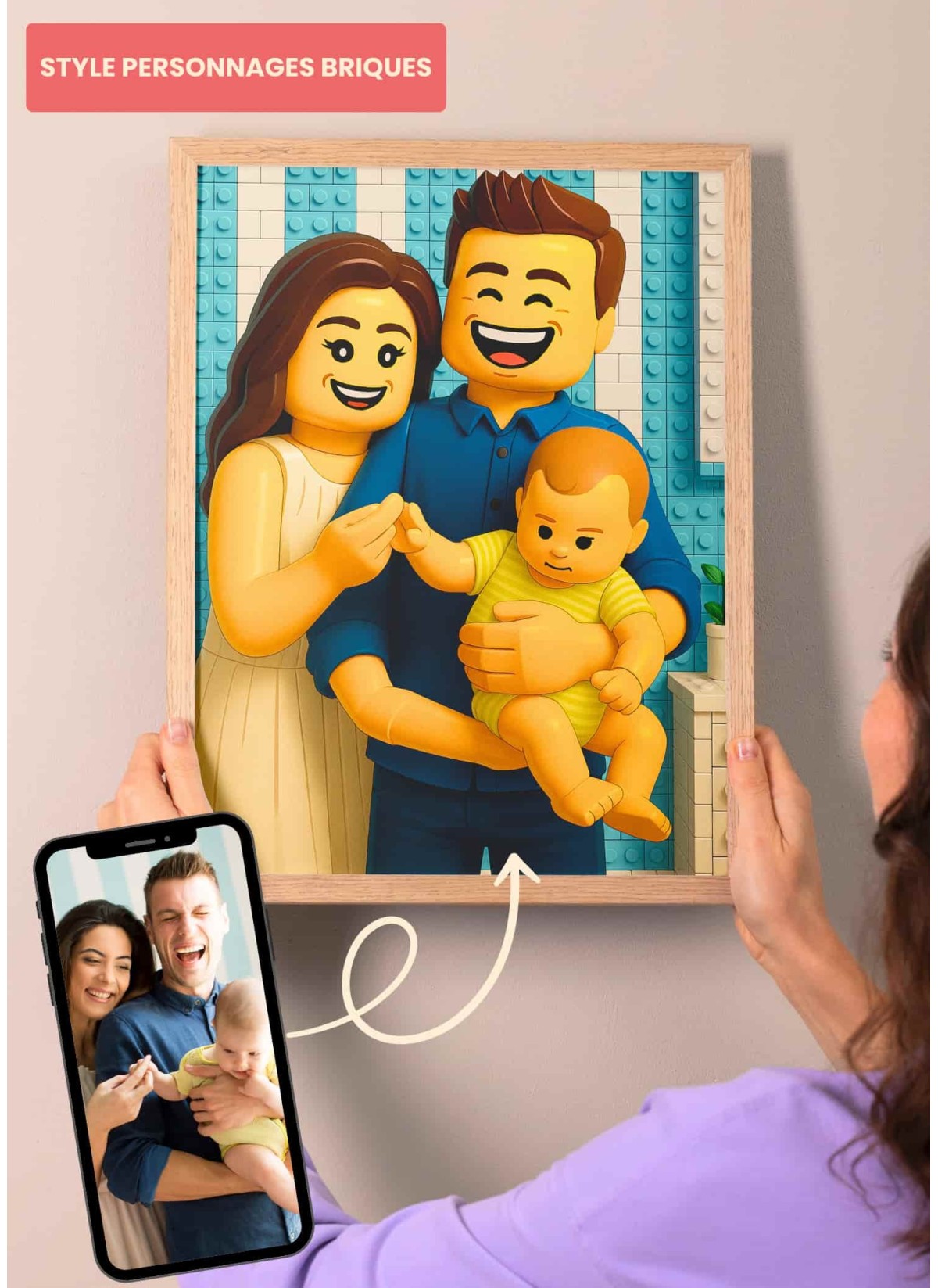 Affiche personnages briques Personnalisée – Portrait style Briques avec IA | LAFFICHERIE